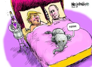 DT Putin In Bed Toon Mike Luckovich